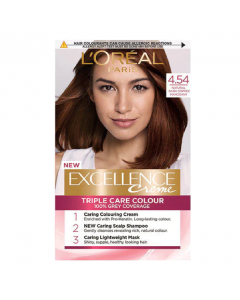 L'Oréal Excellence Crème Coloração Permanente Cor 4.54 Castanho Acajou Acobreado