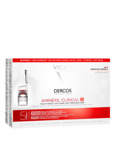 Vichy Dercos Aminexil Clinical 5 Ampolas Tratamento Antiqueda Mulher 42unid.